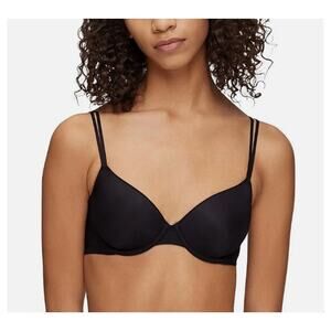 Calvin Klein NWT 34C Black Sheer Marquisette Lightly Lined Underwire Demi Bra